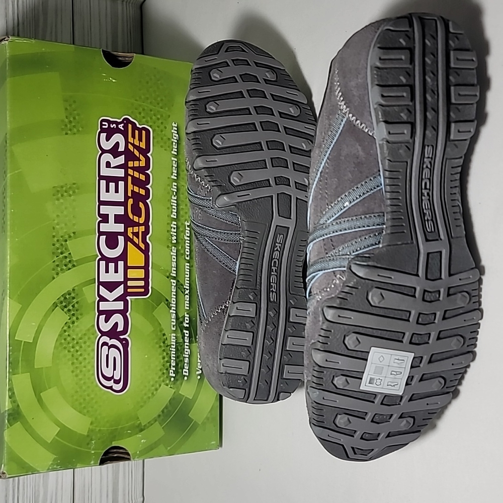 WORN ONCE Skechers Women's Gray and Blue Athletic Sneakers - Picture 5 of 7